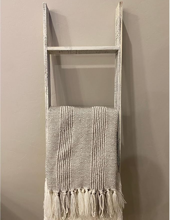 Blanket Ladder 5 Foot Fully Assembled | 60 Inch Rustic Reclaimed Wood Ladder for Blankets, Quilts, Towels, Throws, Decorative