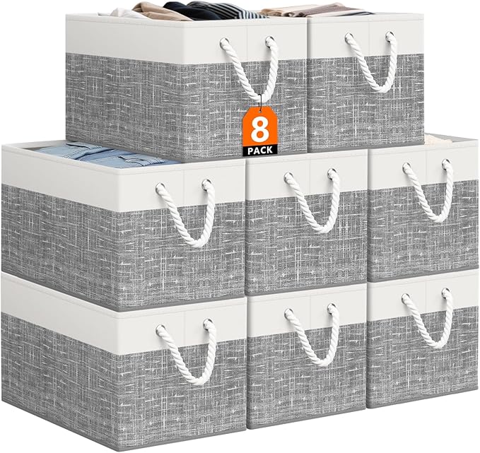 StorageTastic Storage Bin,Collapsible Storage Basket For Organizing,Large Storage Boxes With Rope Handles,Storage Containers,