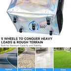 Large Reusable Grocery Bag On Wheels, 130L Foldable Shopping Trolley with 5 Enhanced Stability Wheels, Water Resistant, Multiple Pockets & Heavy Duty Handle, for Groceries, Outdoor, Gradient Silver