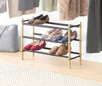 Whitmor 3-Tier Expandable Shoe Rack - Store up to 12 pairs of shoes - Bamboo & Matte Black