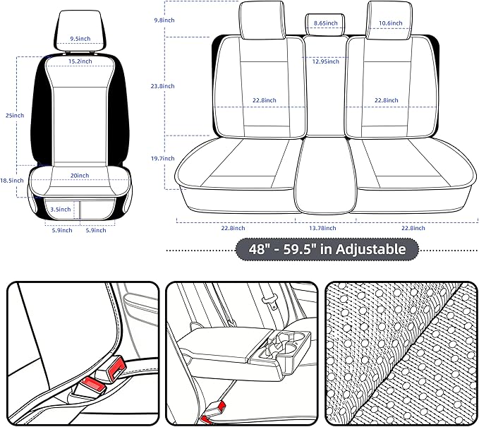 Elantrip Car Seat Cover Full Set Leather Car Seat Protector Universal fit for Most Cars SUVs and Trucks Water Proof Front and