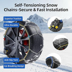 Snow Chains for Car Tires, 35s Quick Fit & Auto-Tightening, Universal Emergency Anti-Slip Tire Traction Chains for Cars, SUVs