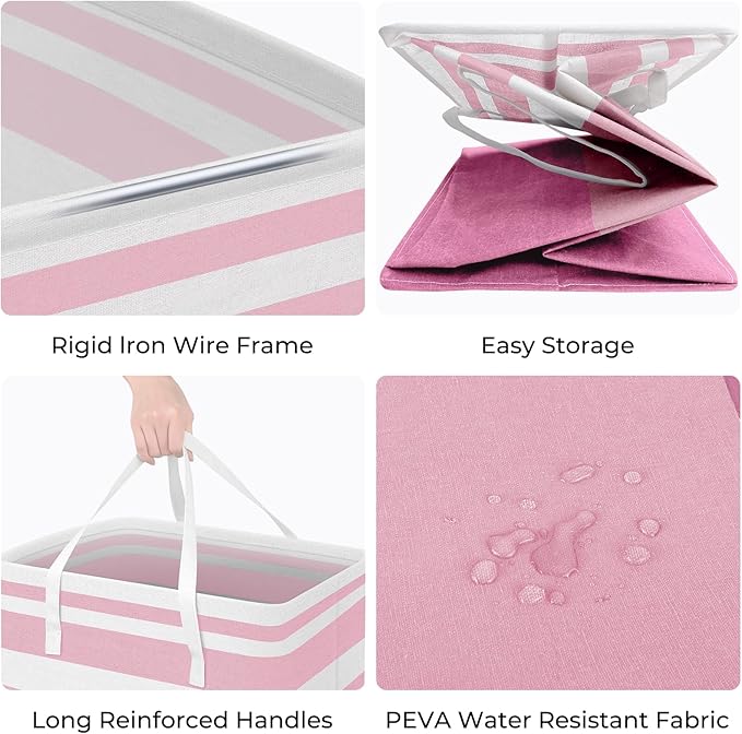 HomeHacks 2 Pack Large Laundry Baskets, Waterproof, Freestanding Laundry Hampers, Collapsible Clothes Hamper with Reinforced 