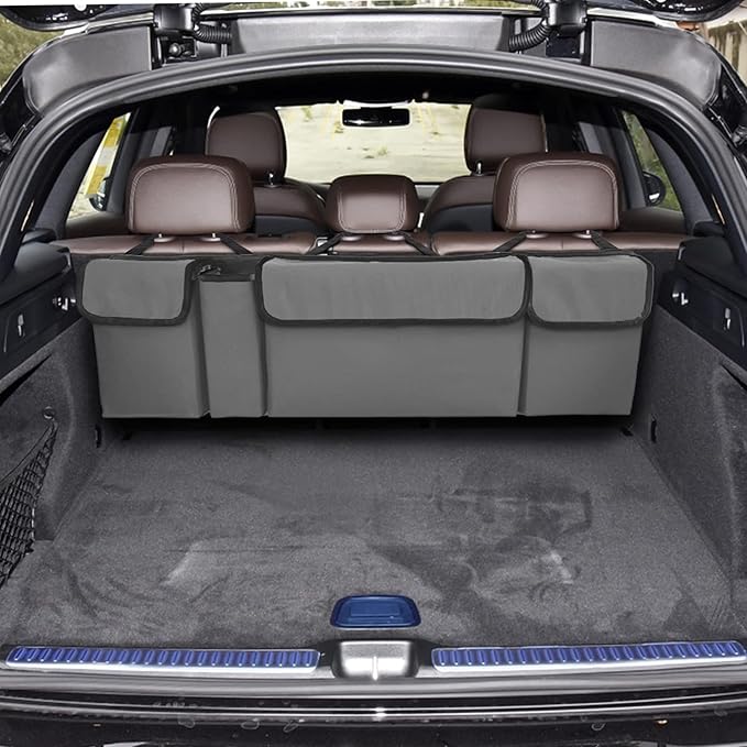 Car Trunk Organizer, Backseat Hanging Large Storage with Adjustable Straps,Waterproof PVC Collapsible Cargo Bag, Car Interior