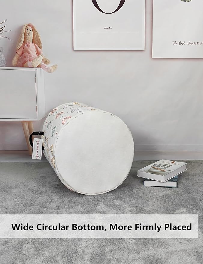 QUEENLALA Large Storage Basket,Laundry Hamper/Bathroom/Home Decor/Collapsible Round Storage Bin,Boys and Girls Hamper/Boxes/C
