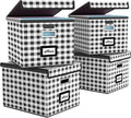 Huolewa Decorative File Organizer Boxes Office Document Storage with Lids, Linen File Storage Organizer Boxes, Universal Hang