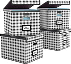 Huolewa Decorative File Organizer Boxes Office Document Storage with Lids, Linen File Storage Organizer Boxes, Universal Hang