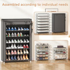 Laiensia 7-Tier Vertical Shoe Rack Organizer, Space Saving Shoe Storage Organizer, Non-Woven Cover Shoe Shelf Holds 28-35Pair