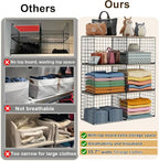 4PCS Wider Closet Organizers and Storage, Stackable Closet Shelf Organizer Storage Bins with Wood Top for Sweaters Jeans, Clo