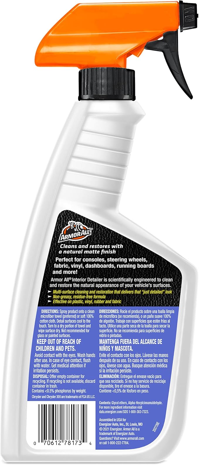 Armor All Interior Car Cleaner Formula, Detailer for Cars, Truck, Motorcycle, 16 Fl Oz, Pack of 6, 78173-6PK