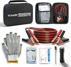 Car Emergency Safety Kit Bag with Jumper Cables, Tire Pressure Gauge, Auto Vehicle Safety Road Side Assistance Kits Essential