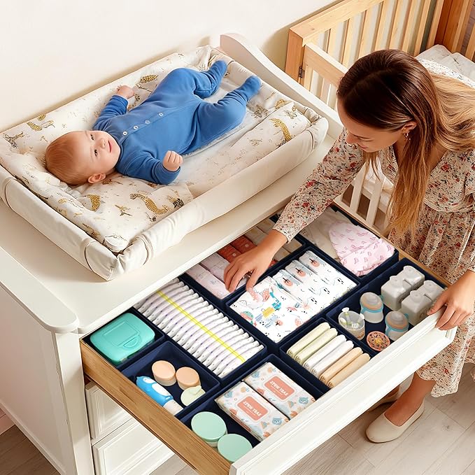 DIMJ Drawer Organizer Clothes Storage - 18 Pack Baby Dresser Organizer for Nursery, Foldable Drawer Dividers for Bedroom Clos