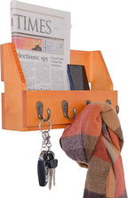 Flintar Wall Mounted Key and Mail Holder with 4 Hooks. Made of Solid Wood. Use as Key Rack, Entryway or Mudroom Organizer, Ma