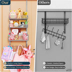 Consumest Over The Door Hooks Organizer - 4 Tier Door Coat Rack with 3 Baskets and 12 Hooks, Stainless Steel Towel Hanger for