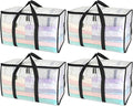 BALEINE 4-Pack Oversized Moving Bags with Reinforced Handles, Heavy-Duty Storage Tote for Clothes, Moving Supplies (Clear, 4-