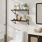 Deep Floating Shelves,24" Wx10 D Floating Shelf for Wall Set of 2,Hanging Storage Shelf with Metal Brackets,Wide Display Wall