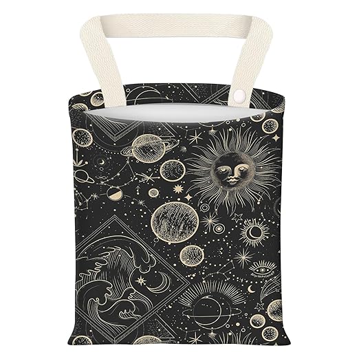Car Garbage Can, Seat Back Hanging Cute Car Trash Can Bag, Car Organizer and Storage Bag for Travelling, Outdoor Black Golden Universe