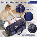 6 Pack Moving Bags with Full-Open Side Zipper, Extra Large 93L Heavy Duty Waterproof Foldable Storage Totes for College Dorm,