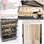 AKOZLIN Huge Jewelry Box Organizer Functional Extra Large Leather Jewelry Storage Case for Women Girls Ring Necklace Earring 