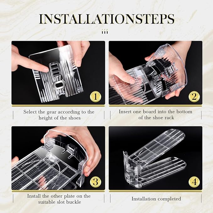 Shoe Slots Organizer 20 Pack - Shoe Stackers, 3 Levels Adjustable, Space Savers 50%, Double Layer Holders for Closet (Transpa