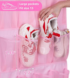MISSLO Kids Over the Door Shoe Organizer Pink Hanging Shoe Rack Baby Toddler Hanging Shoe Organizer Cute Shoe Holder Girl Roo