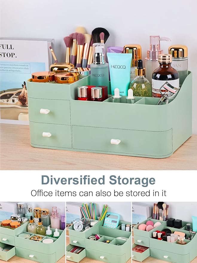 ONXE Makeup Organizer with Drawers,Large Capacity Countertop Organizer for Vanity,Bathroom and Bedroom Desk Cosmetics Organiz