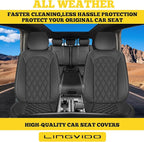 LINGVIDO Car Seat Covers Full Set (5 Seats) - Premium Perforated Nappa Leather, Waterproof Shield, Omni-Adapt Fit SUVs Sedans