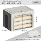 FHSQX 2 Pack Clear Window Storage Bins Large Stackable Linen Fabric Storage for Clothes Foldable Container Organizer Set with