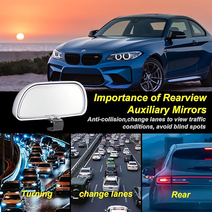 Blind Spot Mirrors for Trucks and Cars,Automotive Side View Concave Mirror Blindspot,360° Large Convex Rearview Exterior Mirror Accessories for Truck and Car(1Pack White)