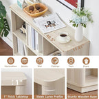 9 Cube Storage Book Shelf, 41" Tall Organizer Bookcase with Curved Edge, Wood Floor Standing 3-Tier Cubby Bookshelf with Base