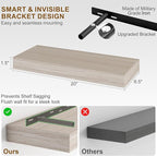 Fun Memories Floating Shelves for Wall, 20 Inch Floating Shelves Set of 2, Hanging Shelf with Invisible Brackets, Wood Shelve