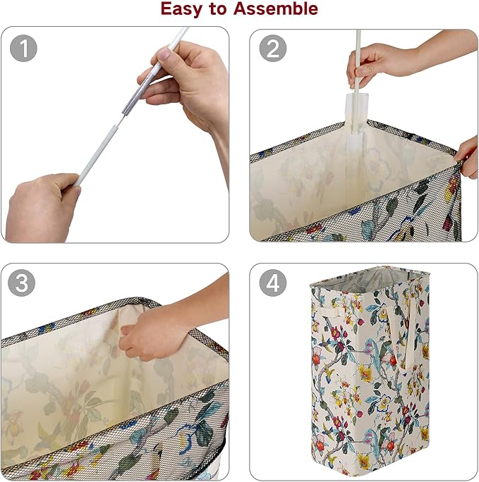 efluky Slim Laundry Basket, Narrow Laundry Hamper with Handles, Collapsible Dirty Clothes Hamper, Tall Laundry Bin for Laundr