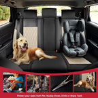 FREESOO Black Beige Car Seat Covers Full Set - Faux Nappa Leather Seat Covers for Cars, Luxury Breathable Waterproof Front Se