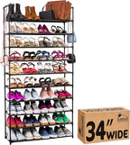 Sundaze Shoe Rack - 10 Tier Shoe Rack for Front Door Entrance, Sturdy Tall Shoe Organizer for Closet, Bedroom, Entryway, Gara