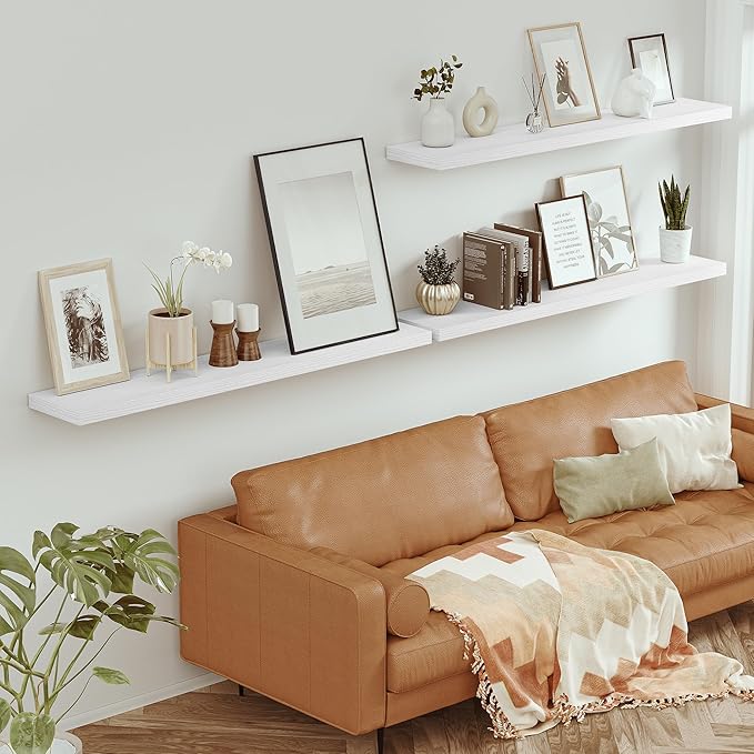 Vivelove 55" Long Floating Shelves for Wall, 10.3" Deeper & Thicker Storage Shelf for Living Room, Kitchen, Farmhouse,Wall Sh