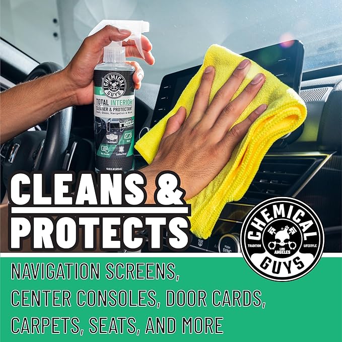 Chemical Guys Total Interior Cleaner and Protectant, New Car Smell, (Safe for Cars, Trucks, SUVs, Jeeps, RVs & More) Extra La