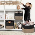 Goodpick Cube Storage Bins - Towel, Book, Cloth, Shoes, Closet Shelf Woven Baskets for Office, Baby Laundry, Toys, 13''x10''x