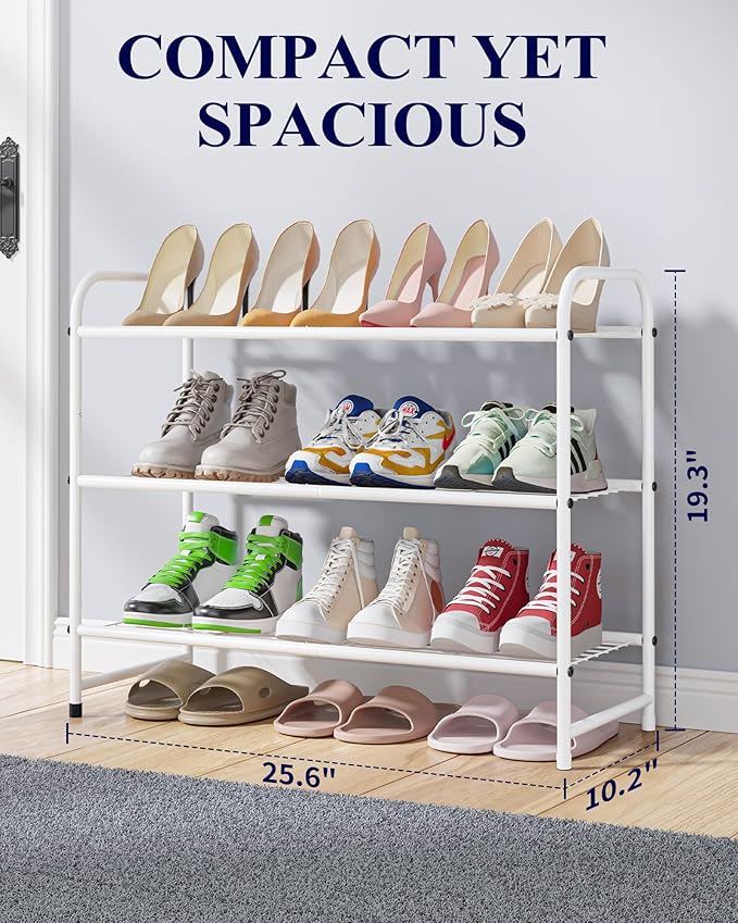 Kitsure Shoe Rack - Stainless Steel Shoe Organizer, Sturdy Shoe Rack for Closet and Front Door Entrance, Free Standing Shoe S