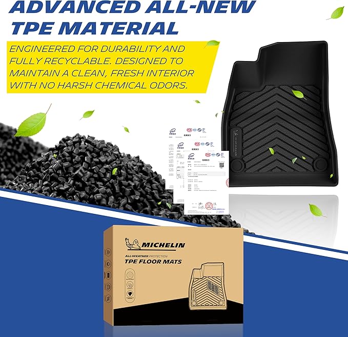 Michelin Premier Series Floor Mats for 2024 2025 2026 Tesla Model 3 Highland & Standard, 3PCS, All-Weather Floor Liner, Custom Fit, Durable TPE, Non-Slip, Not Fit 2017-2023 Model 3