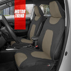 Motor Trend Waterproof Car Seat Covers Full Set – Black & Beige Seat Covers for Car Front & 60/40 Split Back Bench - Carseat 
