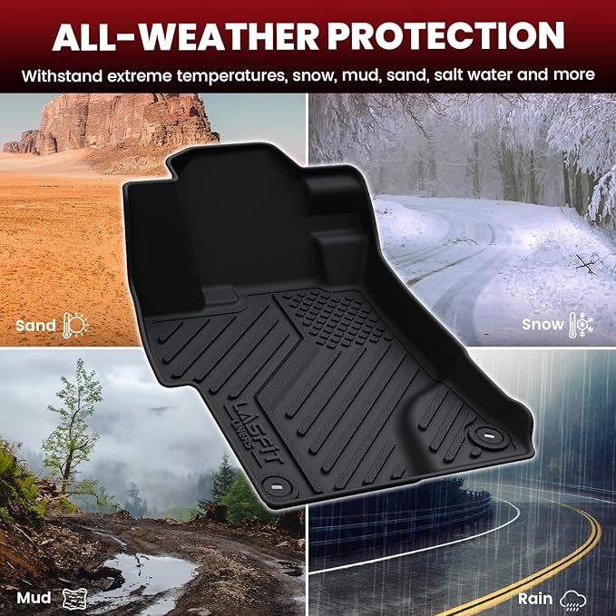 LASFIT Floor Mats for Honda Civic Sedan 2012 2013 2014 2015, All Weather TPE Custom Fit Floor Liner, 1st & 2nd Row, Black