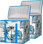 BALEINE 2Pk Insulated Reusable Grocery Bags, Collapsible Cooler Bag for Groceries, Heavy Duty Large Insulated Bag (16''x9''x13'', Island Breeze)