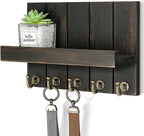 Rebee Vision Pine Wood Key Holder Wall Mount with Floating Shelf – Farmhouse Key Holder for Wall to Maximize Storage Solution