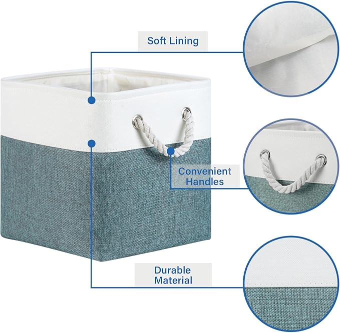 Temary 4Pack Storage Cubes 11x11 Cube Storage Bins Basket for Organizing Home, Closet, Office, Decorative Baskets with Rope H