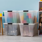 IRIS USA 54 QT Plastic Storage Box with Lid and Latches - 4 Pack - BPA-Free, Discreet Organizing Solution, Durable Nestable S