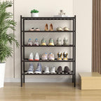 ROMGUAR CRAFT 5 Tier Bamboo Shoe Rack for Closet Free Standing Wood Shoe Shelf for Entryway Small Space Stackable 27"x11"x33"