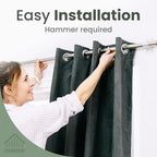No Adhesive Heavy Duty Curtain Rod Holders with Wide Hook, 5X Stronger Than Adhesive Curtain Rod Hooks,Tension Curtain Rod Br