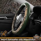 Mossy Oak Camo Steering Wheel Cover, Durable Grip Car Steering Cover, Universal Fit 14.5"–15.5" - Made with Premium Green PVC