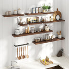 36 Inch Floating Shelves for Wall Set of 2, 8"D Wood Grain Bathroom Shelves with Invisible Brackets, Easy Install Engineered 