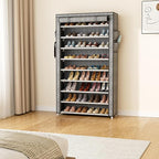 LANTEFUL Shoe Rack with Covers 10 Tier Tall Shoe Rack Organizer Large Capacity Shoe Shelf Storage 40 Pairs Space Saving Free 